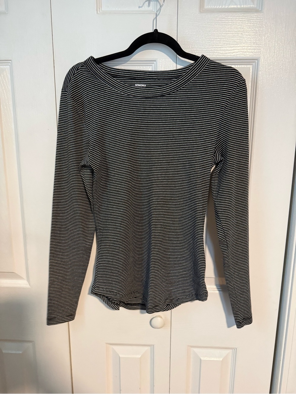 Sonoma Black & White Striped Long Sleeve Tee